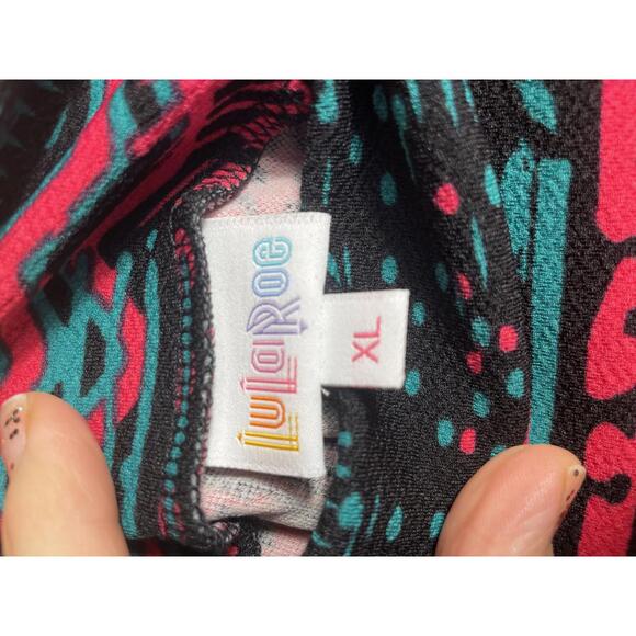 LuLaRoe Cassie Midi Skirt Women's XL Pink Green Black Retro - Picture 4 of 8